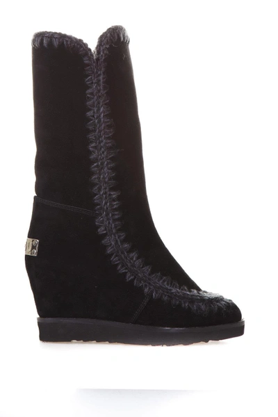 Mou 70mm Eskimo French Tall Shearling Boots In Black