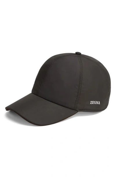 Zegna Zephir Leather-trimmed Logo-appliquéd Shell Baseball Cap In Black