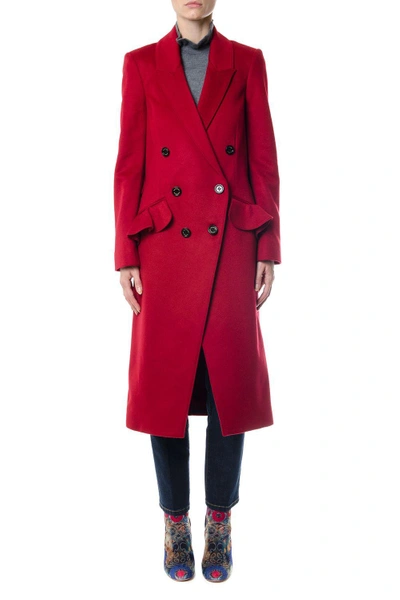 Burberry Wool-cashmere Blend Double Breasted Coat In Red