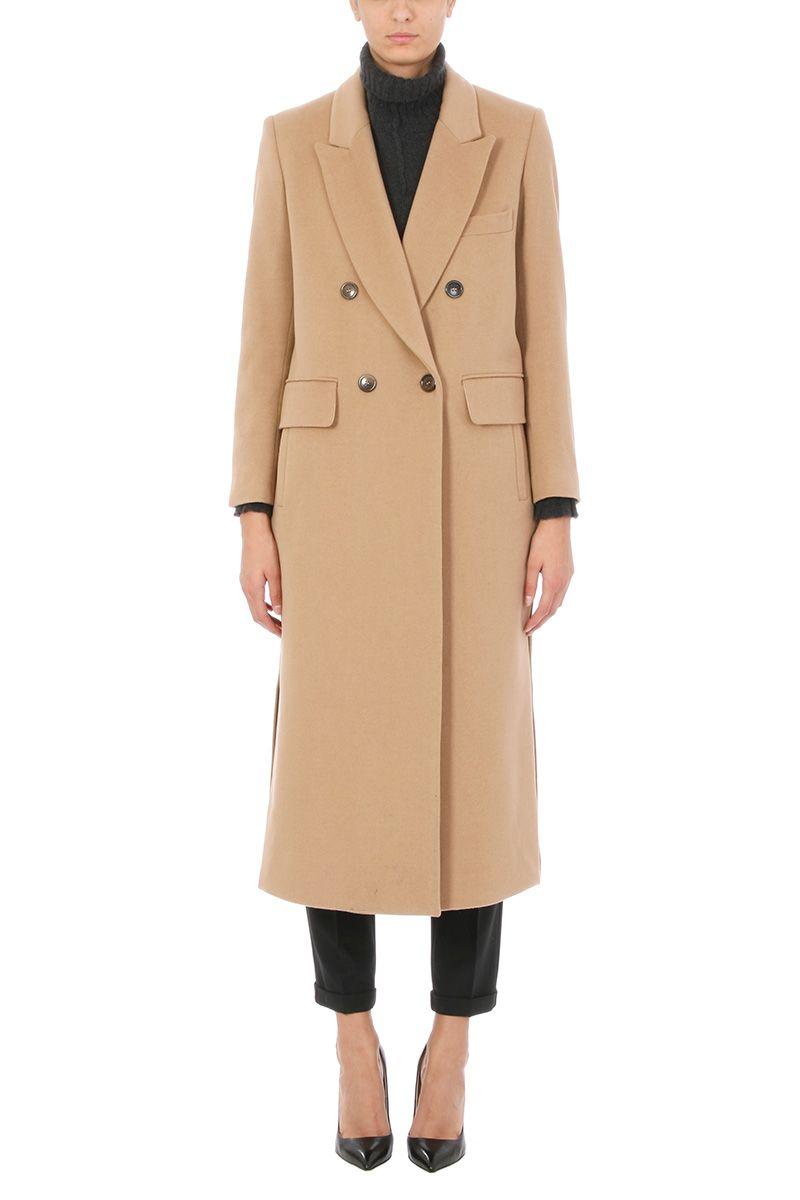 Mauro Grifoni Camel Wool Coat In Leather Color | ModeSens