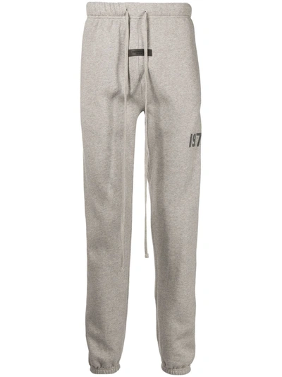 Essentials Gray Drawstring Track Pants In Grey