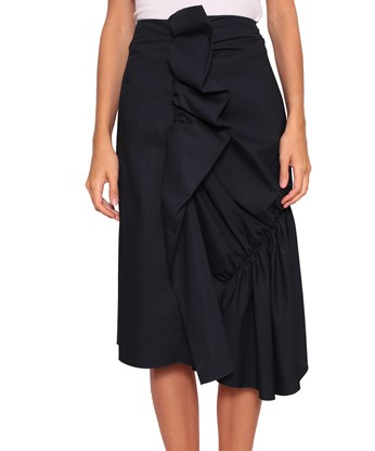 Jw Anderson Cotton Blend Gathered Skirt In Navy | ModeSens