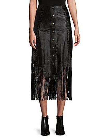 Haute Hippie Fringe Leather Skirt In Nocolor