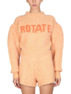 Rotate Birger Christensen Adley Orange Merino Wool Sweater With Logo Rotate Woman