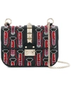 Valentino Garavani X Zandra Rhodes Lock Small Leather Shoulder Bag In Black