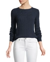 Polo Ralph Lauren Long-sleeve Crewneck Cable-knit Cashmere Sweater In Lux Navy