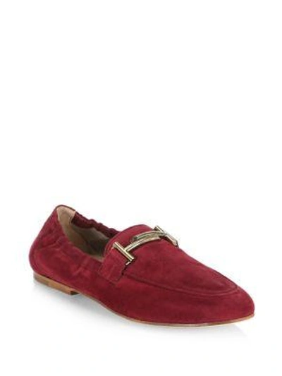Tod's Cuoio Legg Suede Loafer In Red