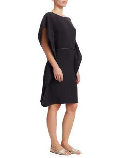 Loro Piana Side-drape Matte Silk Side-drape Silk Dress In Caviar