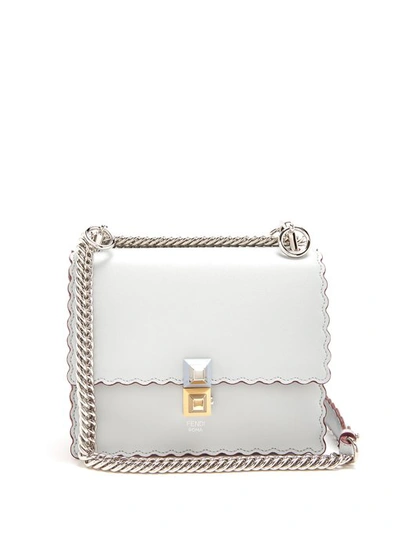 Fendi Scalloped-edge Leather Crossbody Bag In Bianco