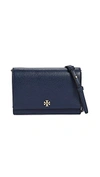 Tory Burch Georgia Pebbled Leather Cross Body Bag In Royal Navy