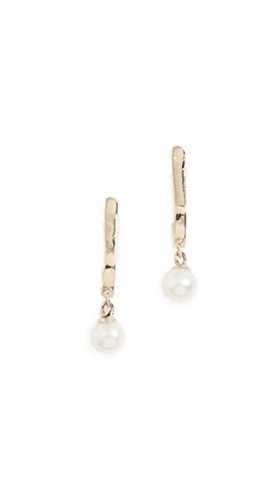 Blanca Monros Gomez 14k Gold Curved Freshwater Cultured Pearl Bar Studs In Yellow Gold/pearl