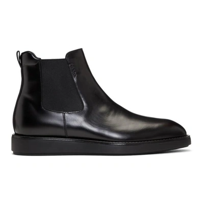 Prada Raised-sole Leather Chelsea Boots In Black