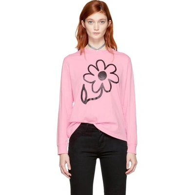 Ashley Williams Ssense Exclusive Pink Long Sleeve Flower T-shirt