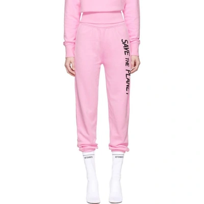 Ashley Williams Ssense Exclusive Pink Save The Planet Lounge Pants