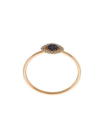 Loquet 14kt 'evil Eye' Goldring In Blue