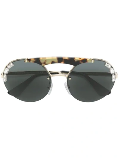 Prada Jewelled Runway Sunglasses In Black