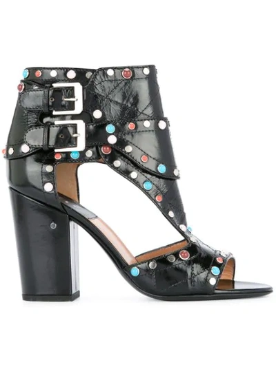 Laurence Dacade Rush Embellished Quilted Patent-leather Sandals In Black