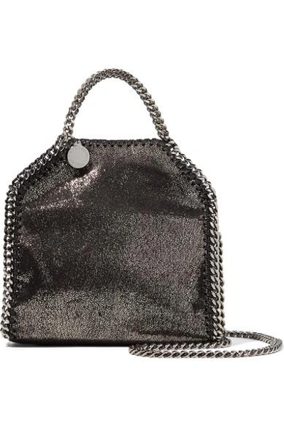 Stella Mccartney The Falabella Tiny Faux Brushed-leather Shoulder Bag In Black