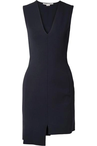 Stella Mccartney Asymmetric Stretch-knit Mini Dress In Black