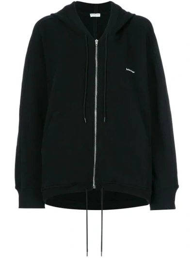 Balenciaga Cocoon Printed Stretch Cotton-blend Jersey Hoodie In Black