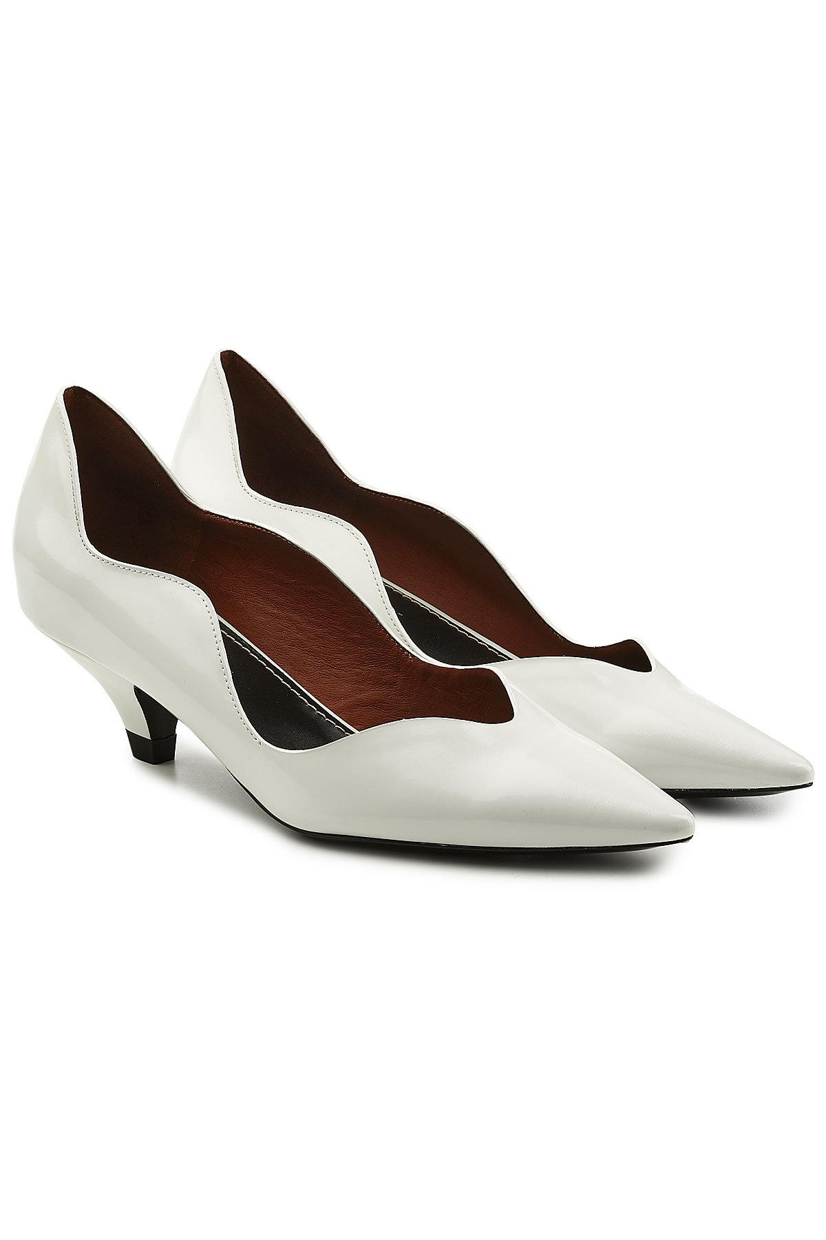 Proenza Schouler Leather Kitten Heel Pumps In Bianco | ModeSens