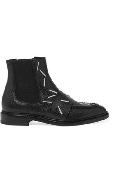 Christopher Kane Woman Staples Embellished Textured-leather Chelsea Boots Black