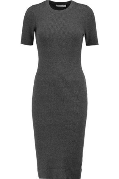 Autumn Cashmere Woman Ribbed-knit Cotton Dress Anthracite