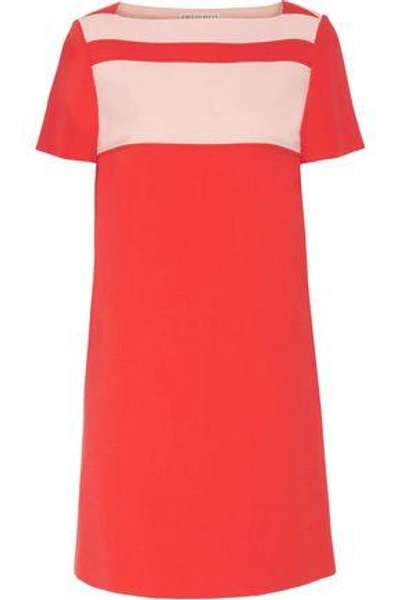Emilio Pucci Two-tone Paneled Wool-blend Crepe Mini Dress In Tomato Red