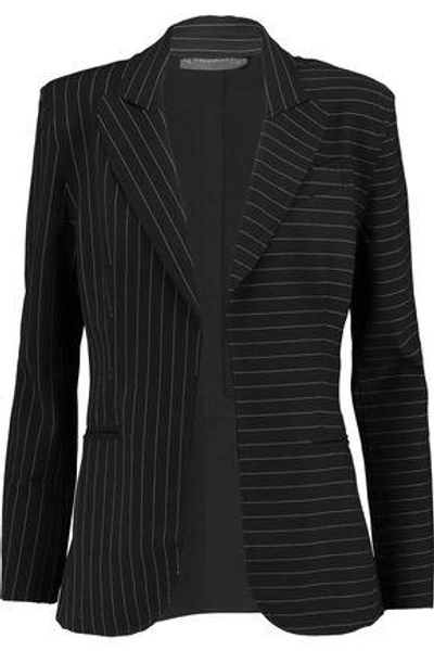 Norma Kamali Woman Striped Crepe Blazer Black