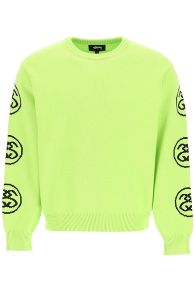 Stussy Ss-link Logo Cotton Sweater In Green
