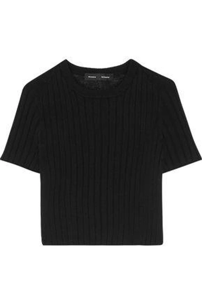 Proenza Schouler Woman Cropped Ribbed Wool Sweater Black