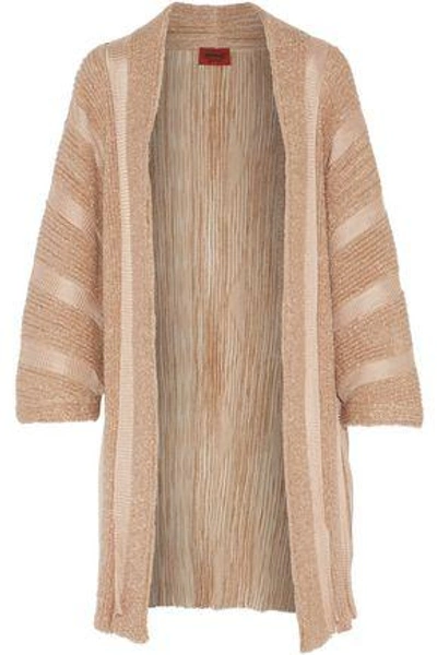 Missoni Woman Bouclé And Ribbed-knit Cardigan Sand