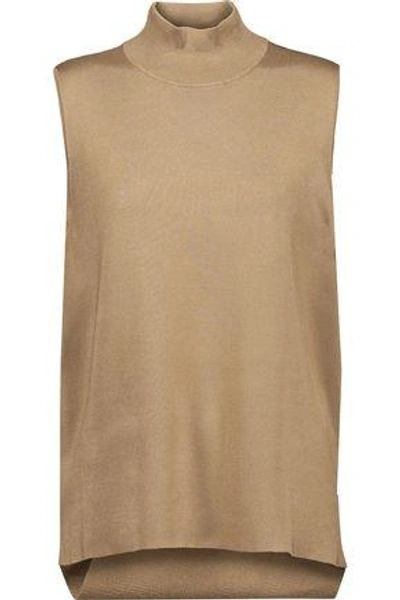 Dion Lee Woman Open-back Stretch-knit Turtleneck Top Gold