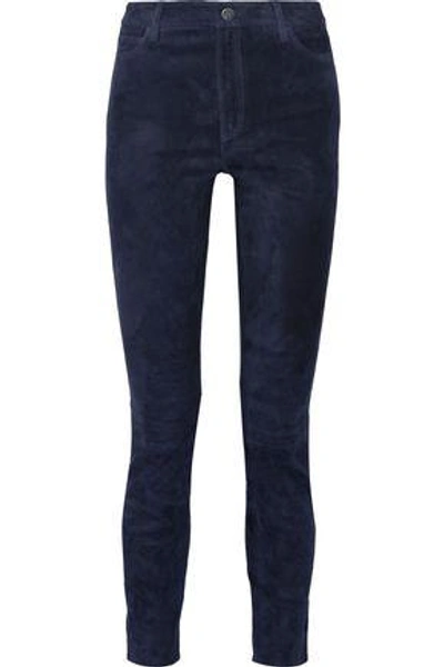 M.i.h Jeans Woman Suede Skinny Pants Storm Blue