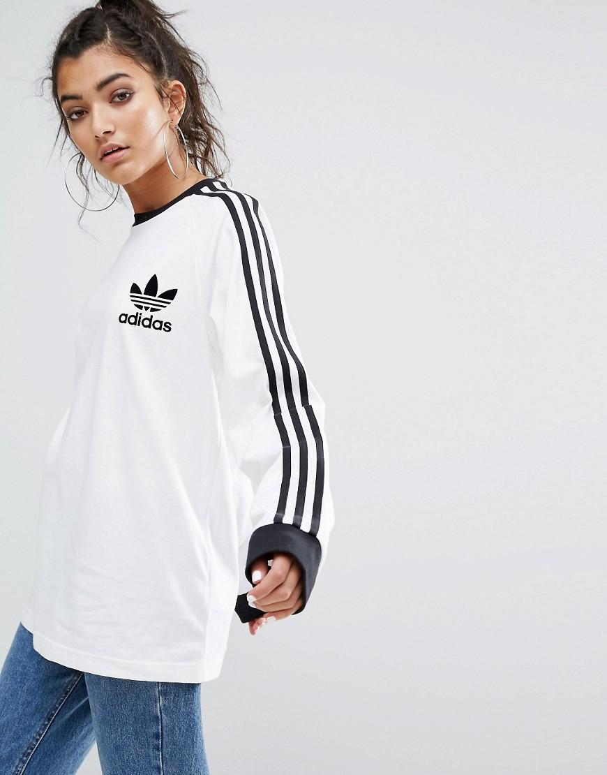 adidas three stripe long sleeve shirt