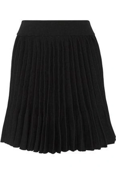 Maje Japon Pleated Cady Mini Skirt In Black