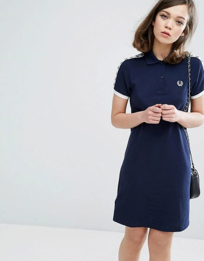 Fred Perry Archive Taped Polo Shirt Dress - Blue In Blue