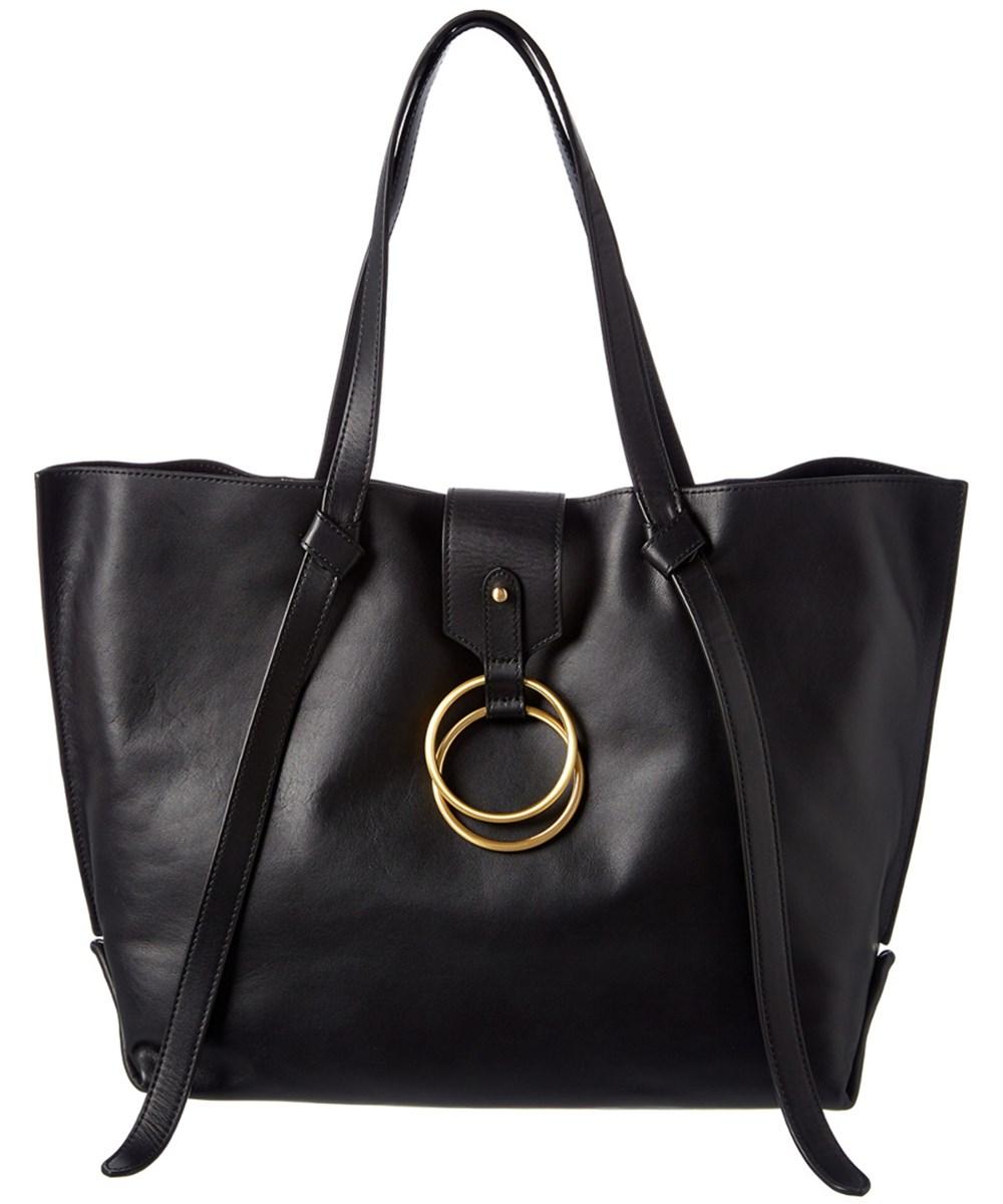 Badgley Mischka Campaign Leather Tote In Black | ModeSens
