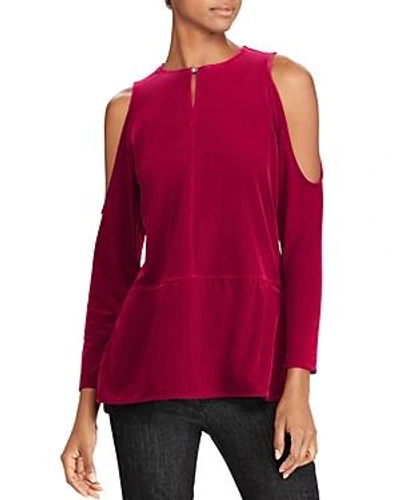 Ralph Lauren Lauren  Plus Velvet Cold-shoulder Top In Purple