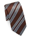 Brioni Stripe Silk Tie In Brown