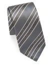 Brioni Stripe Silk Tie In Silver
