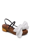 Marni Fabric Bow Wooden Leather Sandals In Lily White