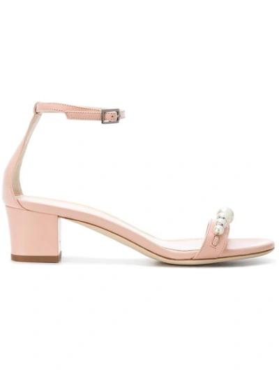 Lanvin Embellished Leather Ankle-strap Sandals In Pink