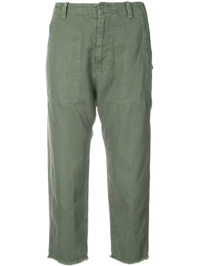 Nili Lotan Luna Cropped Cotton And Linen-blend Twill Pants In Camo