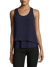 Rebecca Taylor Overlap Tank Top In Navy