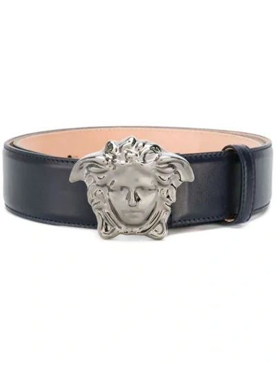 Versace 3d Medusa Buckle Belt - Blue In Blue