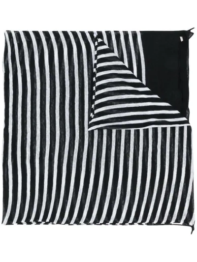 Saint Laurent Striped Scarf In Black,white