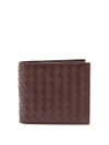 Bottega Veneta Intrecciato Bi-fold Leather Wallet In Burgundy