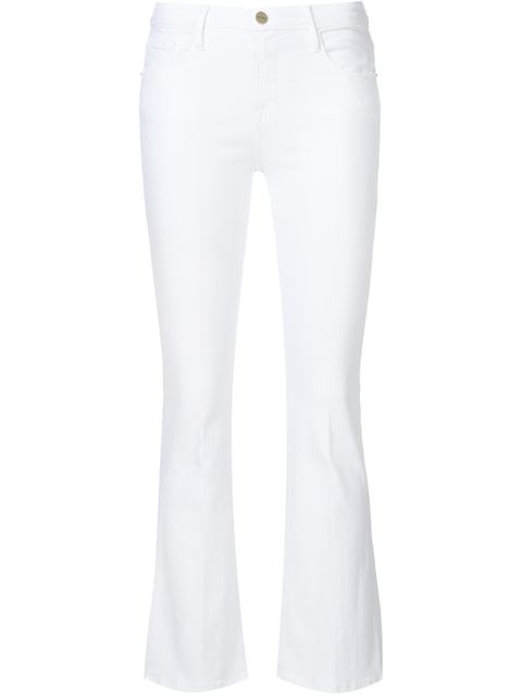 Frame Le Crop Mini Mid-rise Bootcut Jeans In White | ModeSens