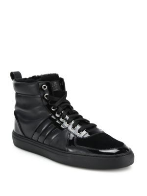 Bally Hervey Lamb Fur-lined Leather High-top Sneakers In Black | ModeSens